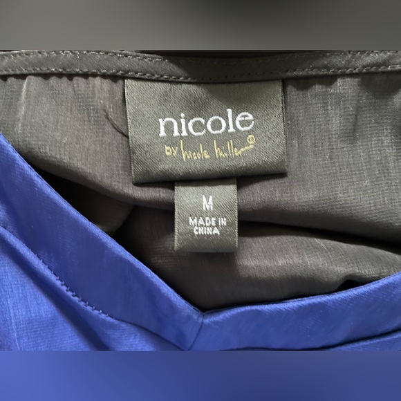 Nicole by Nicole Miller satin cami tank top size Medium blue & black πHost Pickπ - Picture 5 of 5